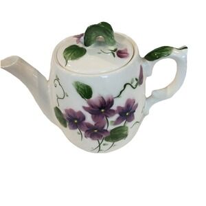 VTG‎ MCM Lefton Sweet Violets Hand Painted Individual 2 Cup Teapot